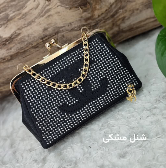 تصویر از 👛 کیف مجلسی دهنه دار مدل شنل نگینی 😍